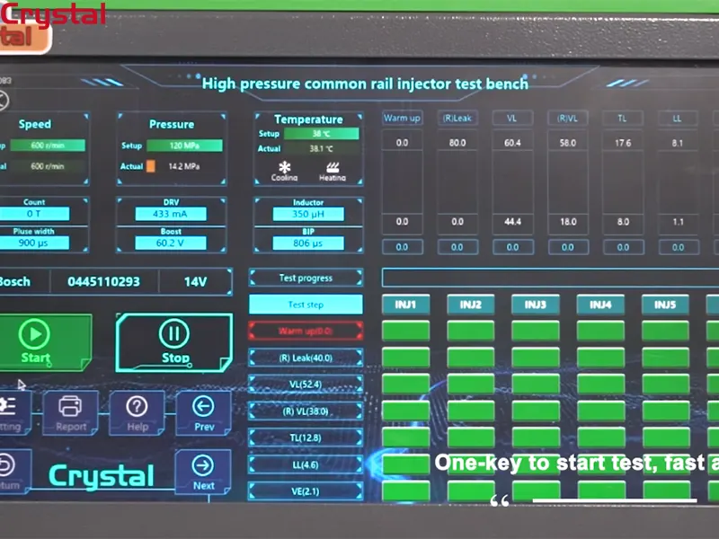 HCR-318 Injector Test Bench: Clear and Intuitive Data Display
