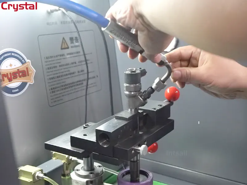 HCR-318 Injector Test Bench: Injector Lines Being Installed