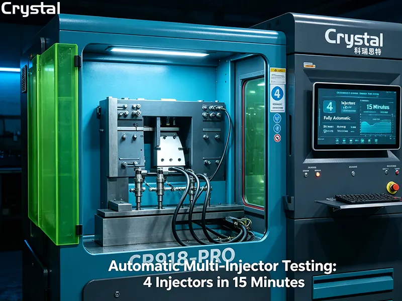 Crystal CR918-PRO injection pump test bench testing 4 injectors simultaneously in 15 minutes – fully automatic Crystal CR918-PRO injection pump test bench testing 4 injectors simultaneously in 15 minutes – fully automatic